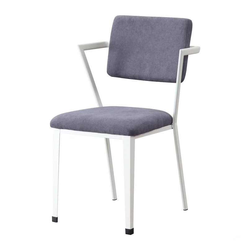 Chaise de bureau rembourrée grise et blanche, Blanc