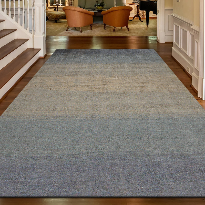 Tapis gris et argent noué à la main de haute qualité