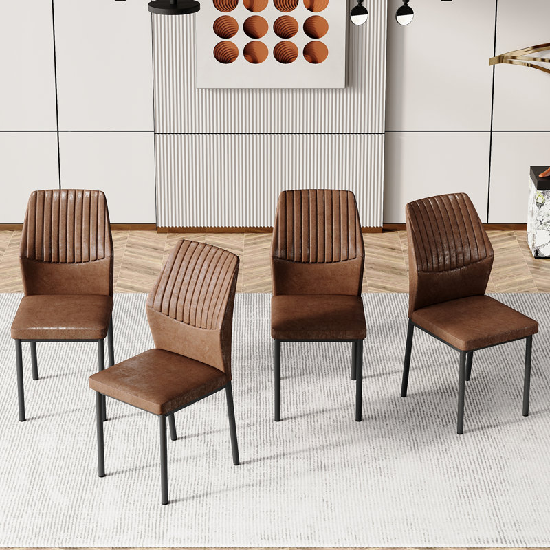 Ensemble de chaises de salle à manger moderne, 4, Noir, Brun