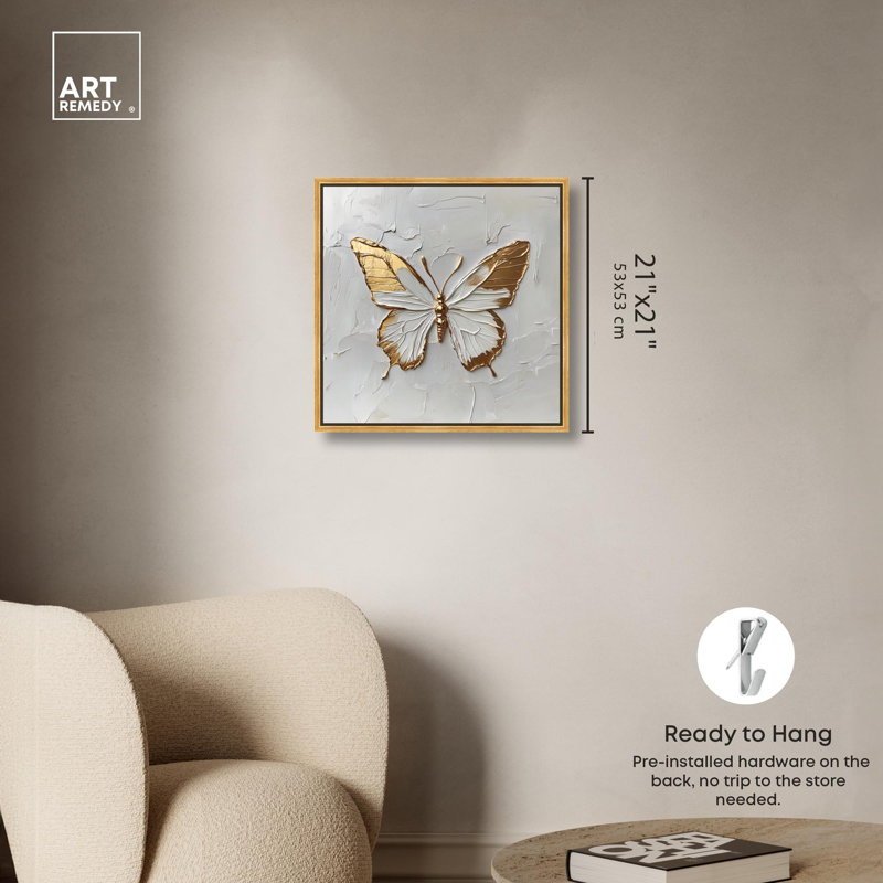 Simple toile dorée par Art Remedy, H 21 po x l 21 po, Or, Cadre flottant