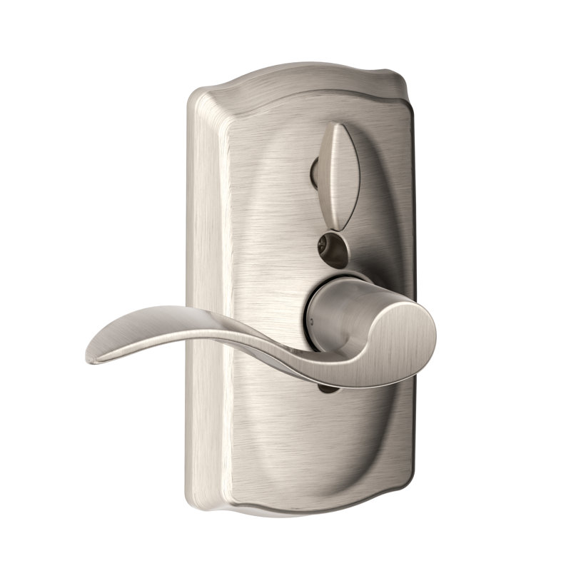 Accent Keypad Lever with Camelot Trim, Satin Nickel, Yes, Reversible