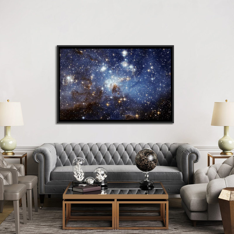 « astronomie » et « space », art sur toile, H 40 po x l 60 po x P 1,5 po, Toile encadrée noire