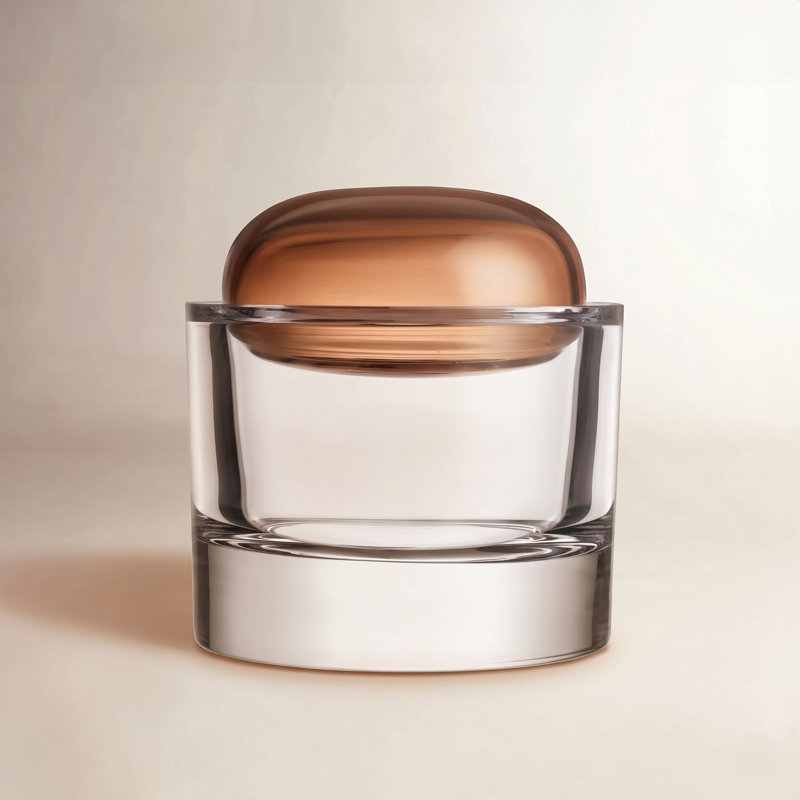 Ecrin Lead Free Crystal Jar, 7.2" H x 5.7" W x 5.7" D, Caramel