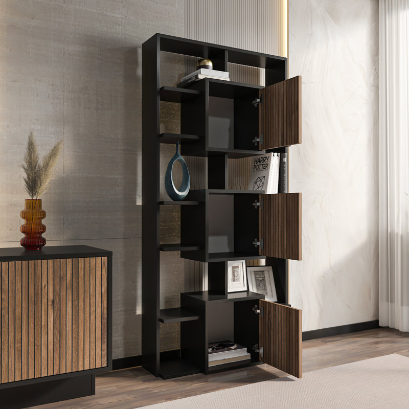 Deivin 176cm H x 85cm W Bookcase, Black