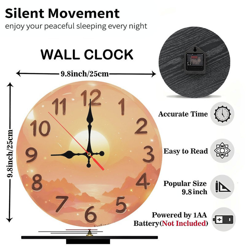 Horloge avec coucher de soleil