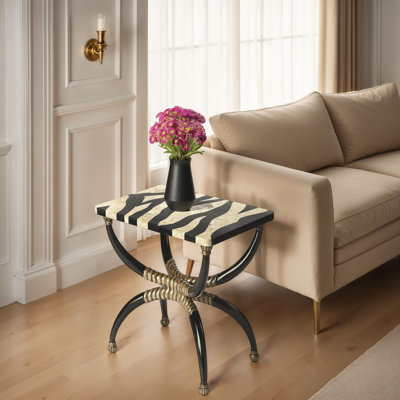 Rankins 16"W Rectangular Fossil Stone Side Table