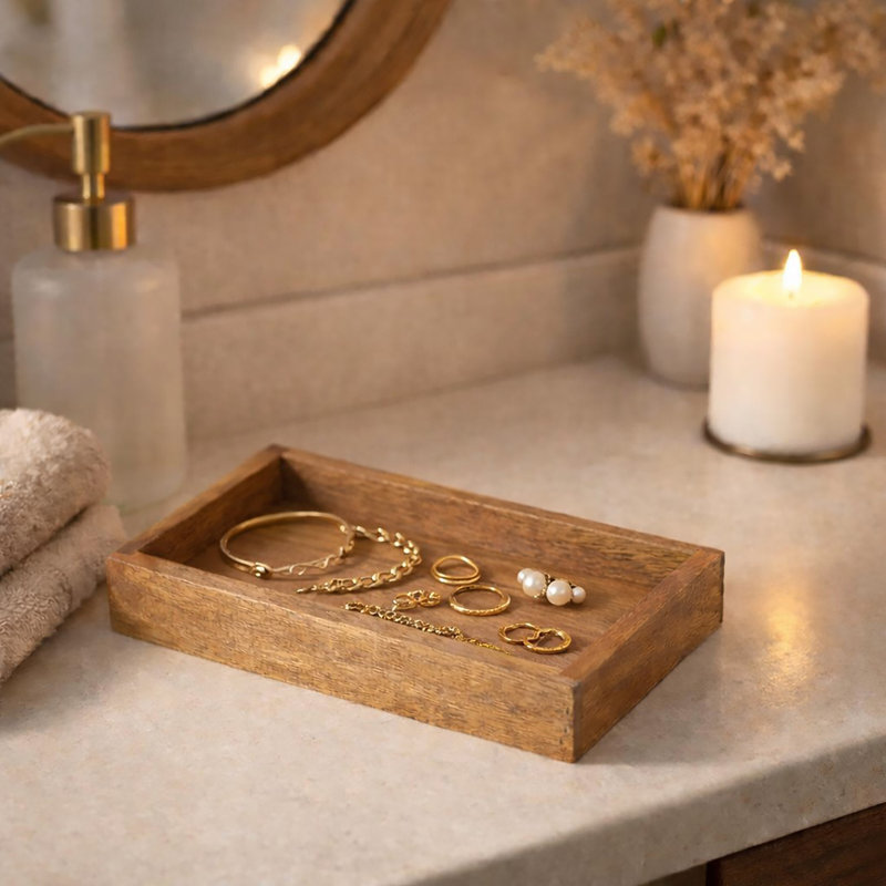 Plateau pour accessoires de salle de bain Acacia