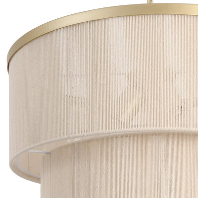 Lustre tambour en corde tissée à la main à 3 lumières 18 po