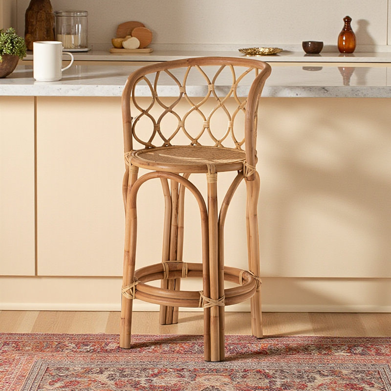 Sage Modern and Contemporary Rattan Counter Stool, Natural 36.75'' H X 16.8'' W X 20.86'' D