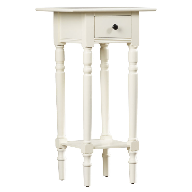 Table de bout en bois massif avec rangement Malmesbury, Patiné crème