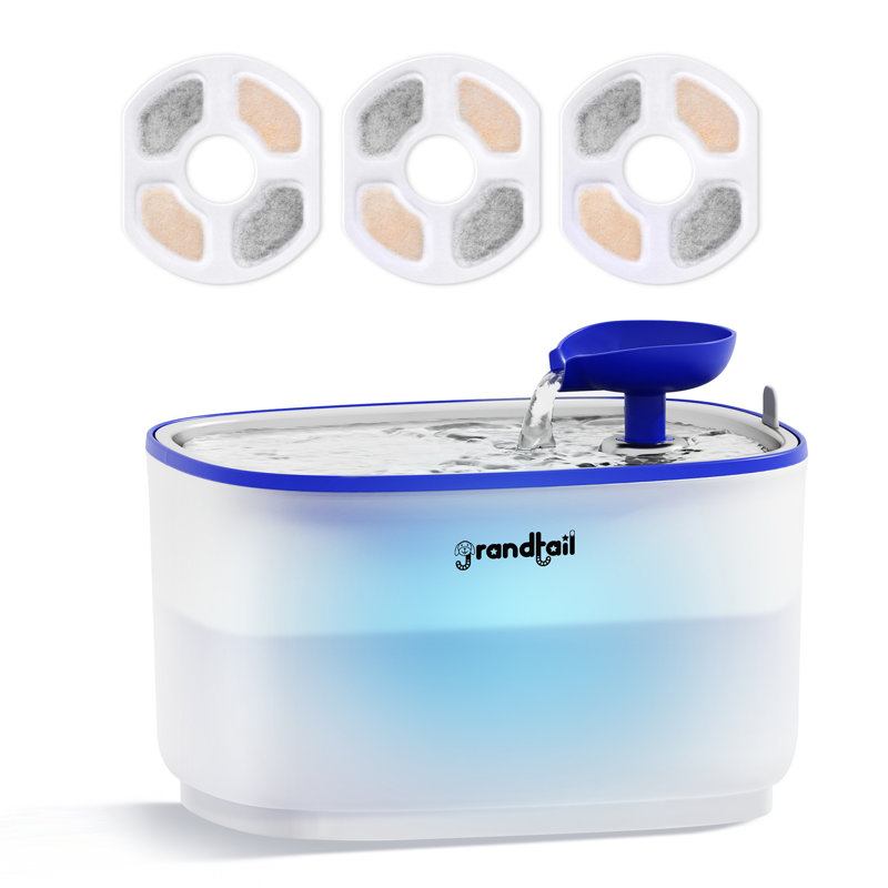 3-Pack Cat Fountain Filters with Quadruple Filtration and Water Softening