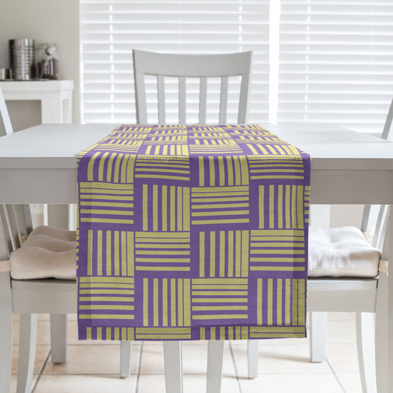Fractured Stripes Table Runner, 16" x 72", Light Purple/Yellow