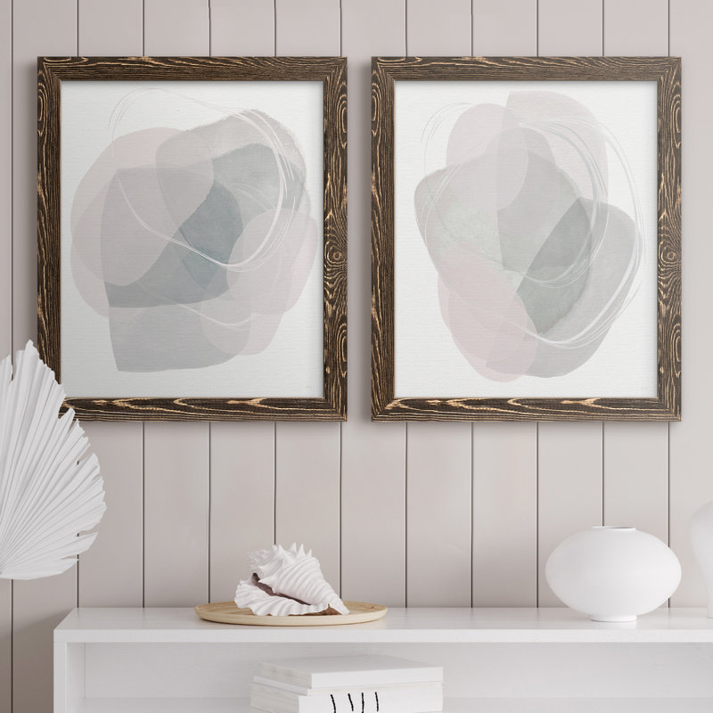River Jewels I - ensemble de 2 peintures sur toile encadrées, Cadre noyer, H 37,5 po x l 55 po x P 1,5 po