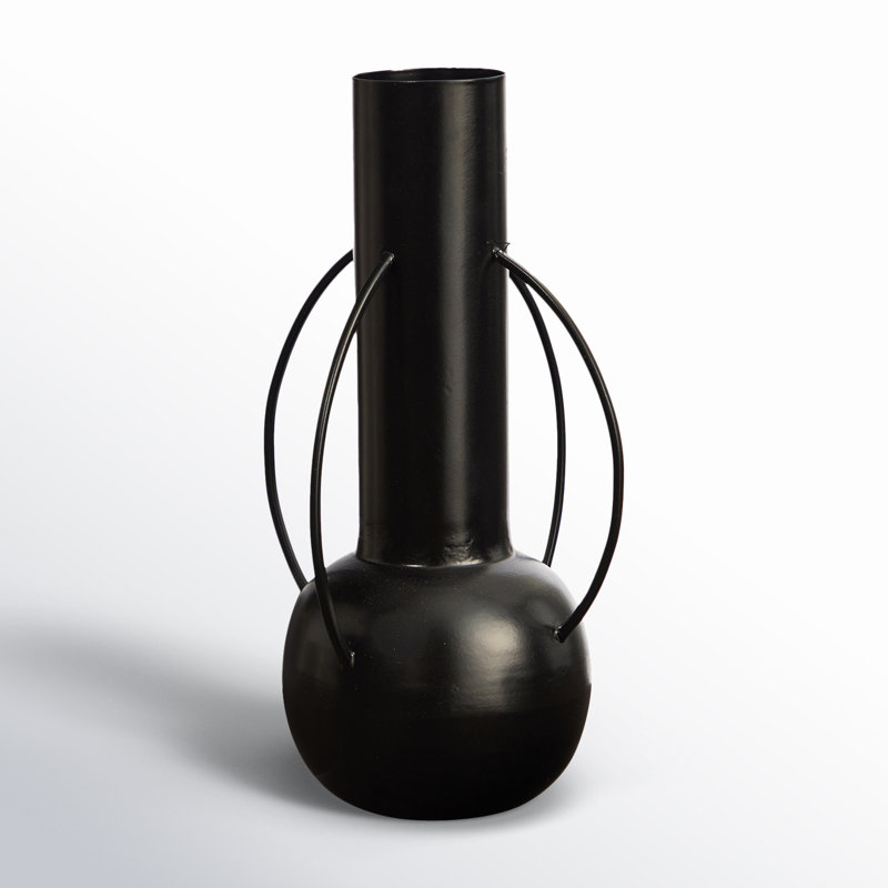 Asel Metal Table Vase, Black