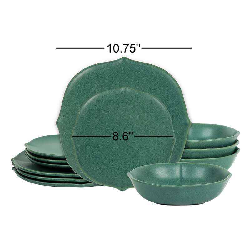 Stone Lain Baskerville 24-Piece Dinnerware Set Stoneware, Green