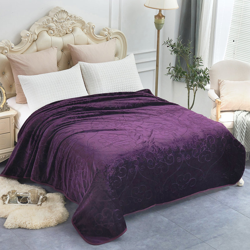 Couverture de lit unie légère et chaude, Violet