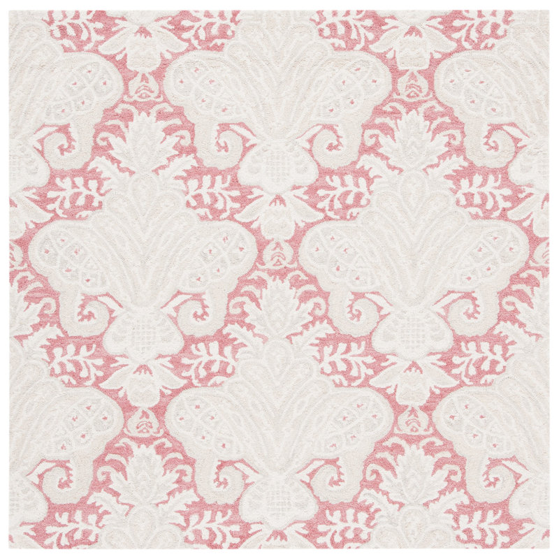 Hippocrates Hand Tufted Wool And Cotton With Latex Ikat Rug, Square 5'