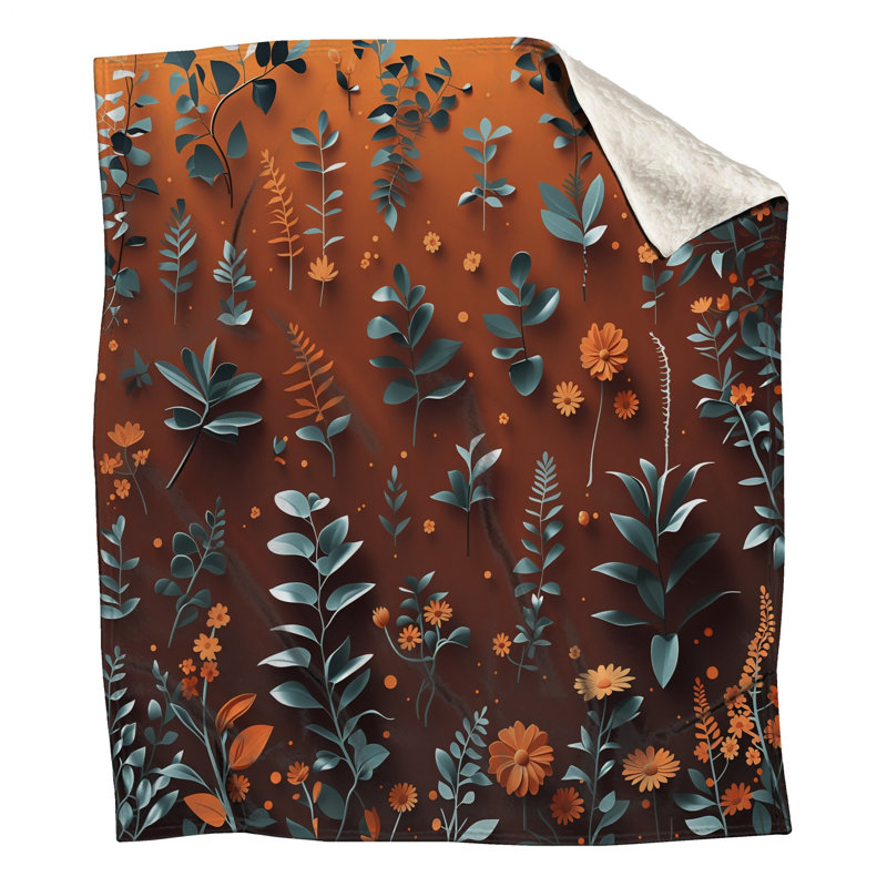 Jeté en molleton à motif floral - Jetés floraux pour canapés ou lits, L 50 po x H 60 po