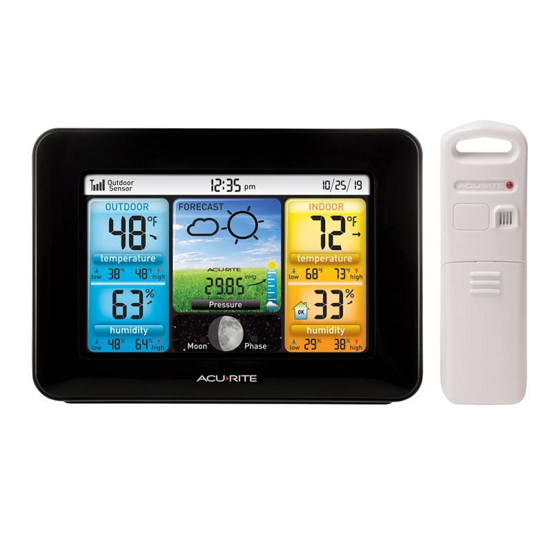 AcuRite Weather Station Forecaster with Color Display for Temperature, Humidity, Hyperlocal Forecast, and Built-In Barometer (02077M)