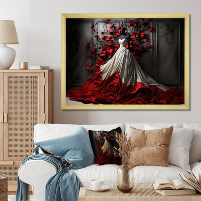 Fashion Red Dress Elegance Unveiled IV - Fashion Framed Prints