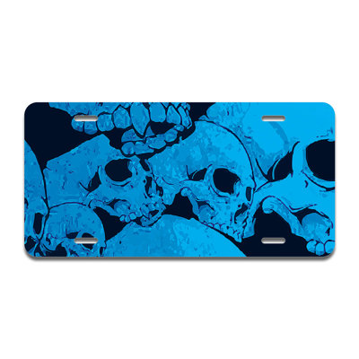 Blue Skulls Aluminum Plate Frame