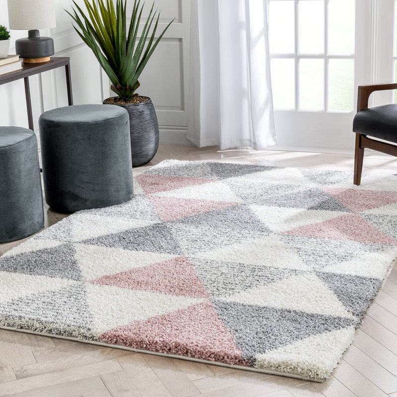 Arden Power Loom Pink/Grey Rug, Rectangle 120 x 160cm