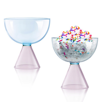 Ensemble de 2 coupes en verre qualia Venice - améthyste / bleu
