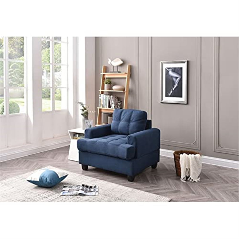Penta Upholstered Accent Chair, Navy Blue Microfiber / Microsuede