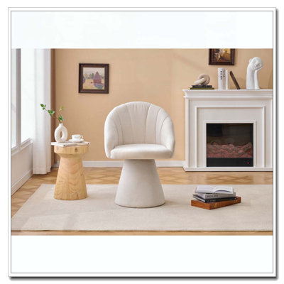 Chenille Fabric Swivel Accent Armchair