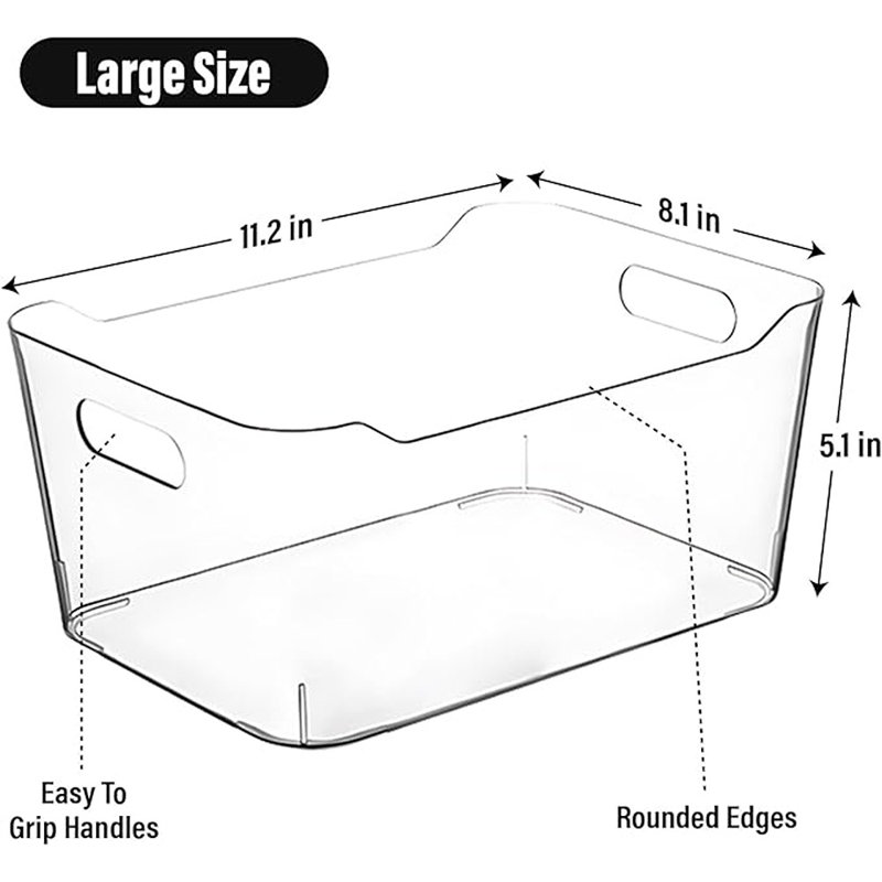 Clear Plastic Storage Bins For Kitchen Organization Or Pantry Organizers And Storage, Freezer Fridge Organizer Storage Containers Bin For Organizing Refrigerator Medicine Closet Cabinet Organizers
