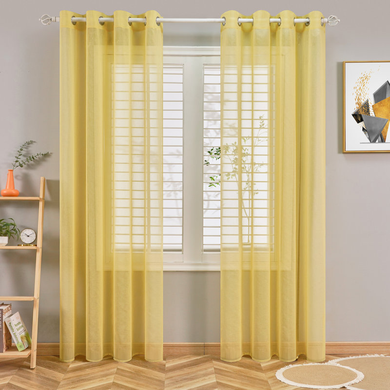Paire de rideaux transparents avec œillets Diyon, L 54 po x L 96 po, Blanc