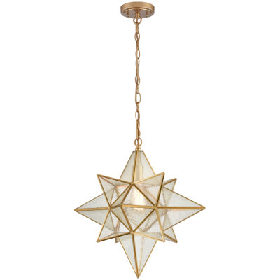 Moravian Star Pendant Lights Seeded Glass Shade