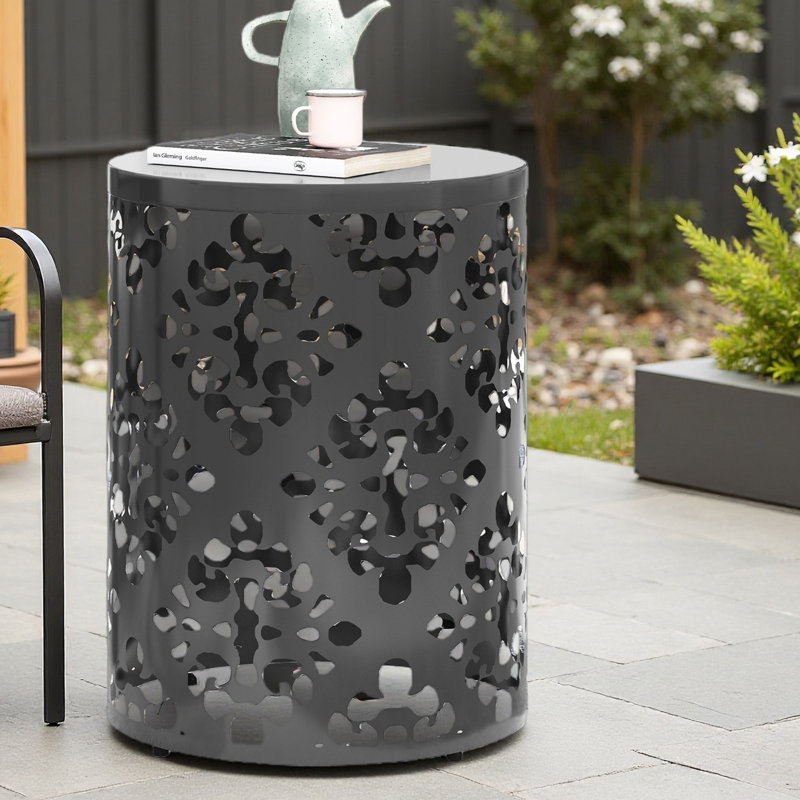 Outdoor Metal End Table -Large, Black