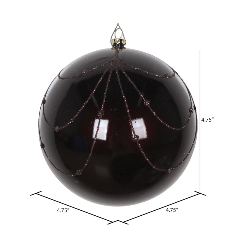 Ornement boule de rideau à paillettes bonbon, H 4,75 po x l 4,75 po x P 4,75 po, Chocolat