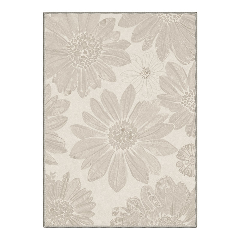 Tapis d'intérieur lavable à la machine beige avec envers antidérapant Veridia, Rectangulaire 8 pi x 10 pi