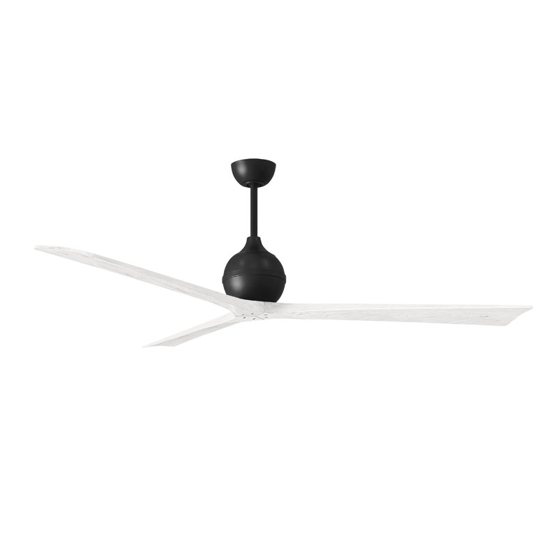 Ventilateur de plafond à 3 pales Irene, Noir mat, 72", Blanc mat