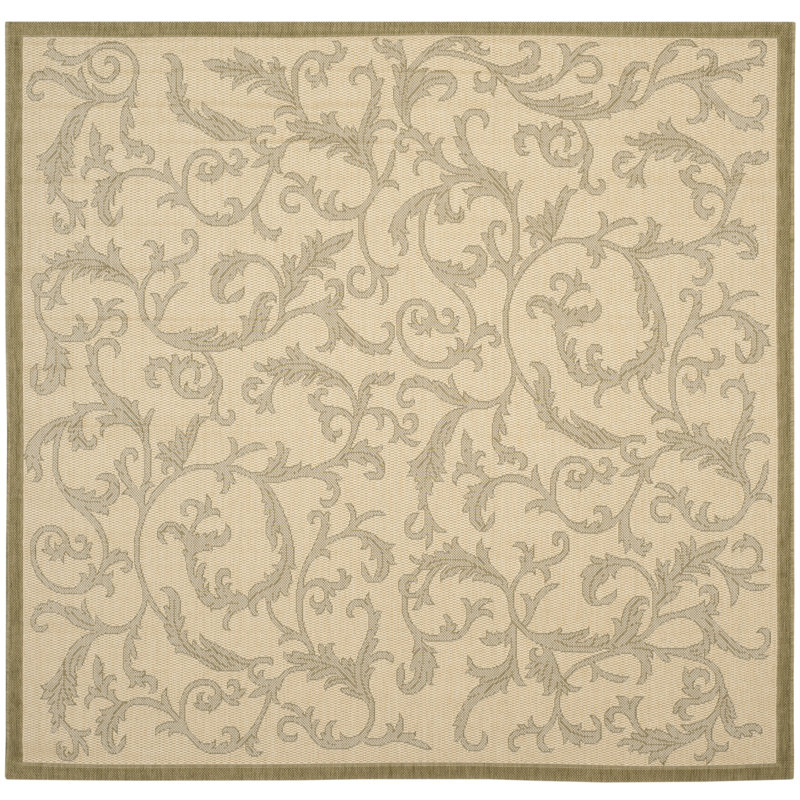 Herefordshire Performance Floral Indoor/Outdoor Area Rug, Square 7'1