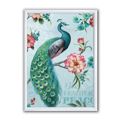 Cadre photo « handpainted peacock », reproduction sur toile