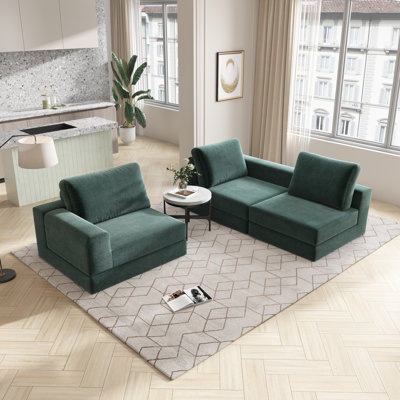 Modular Sectional Sofa, Diy Combination Modular Couch Sectional Couches For Living Room, Love Seat Couches With 2 Pillows, 3 Seater Comfy Corduroy Sectional Couch With No Assemble (Beige)