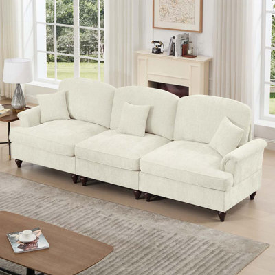 Chenille 2 Seater Sofa with Flared Arms and Removable Ruffles