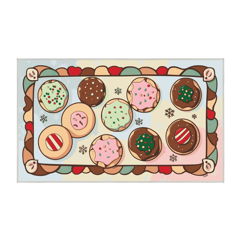 Tapis de vacances The Holiday Aisle® Cookies, Rectangulaire 2 pi x 3 pi