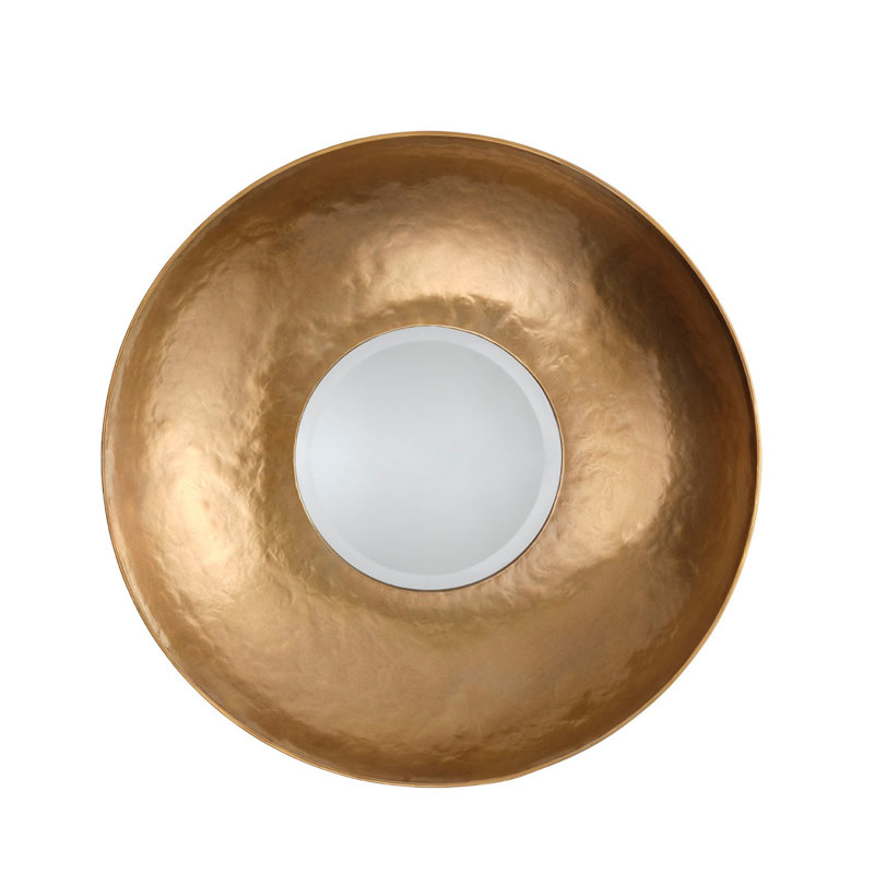 Miroir mural Rea, cadre rond doré de 27 pouces