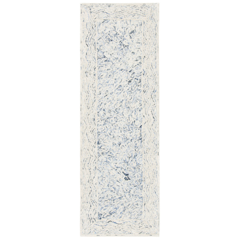 Denisha Hand Tufted Wool/Cotton Abstract Rug in Charcoal, Runner 2'3" X 7'
