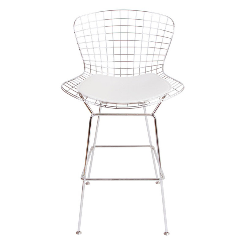 Hagert Counter Stool with Metal Frame, White, Counter Stool ( 26" Seat Height )