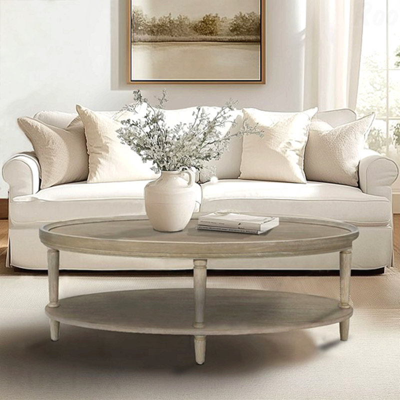Table basse ovale avec tablette