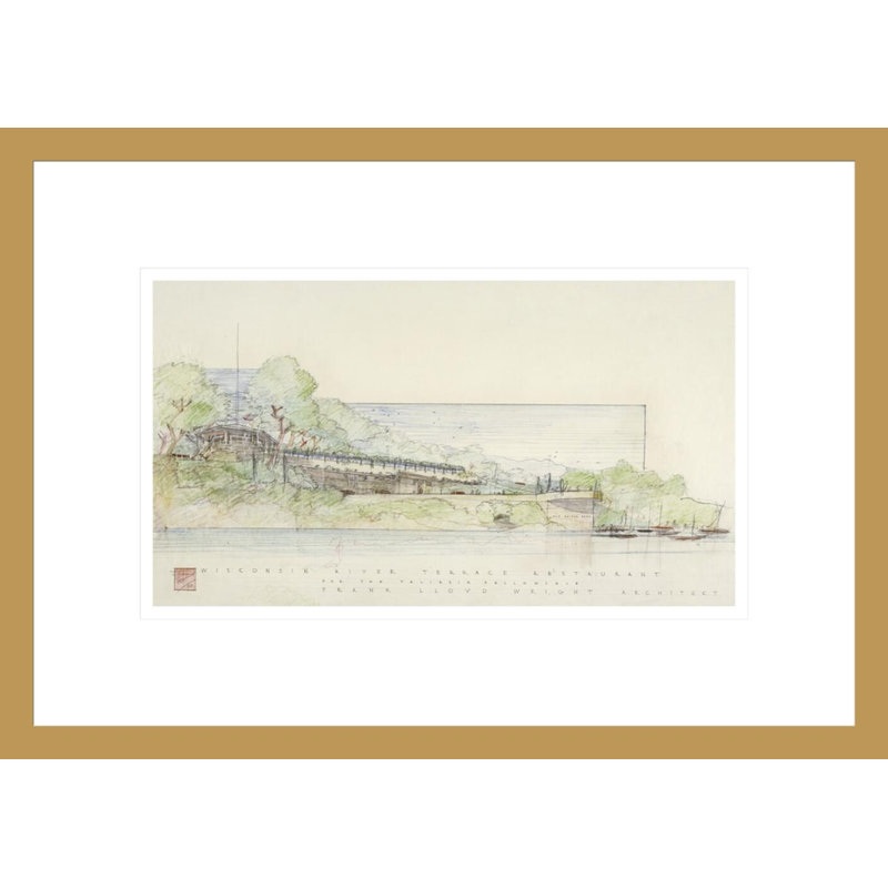 «Riverview Terrace restaurant for the Taliesin Fellowship» par Frank Lloyd Wright, impression giclée encadrée