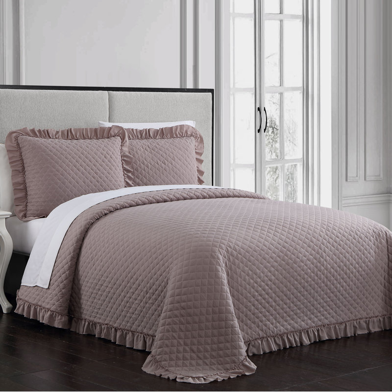 Ensemble de courtepointe 3 pièces, Courtepointe grand + 2 couvre-oreillers standard, Gris