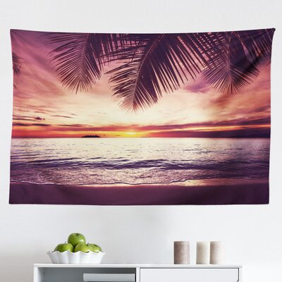 Ambesonne Palm Tree Tapestry, Tropical Beach Under Shadows At Sunset Ocean Waves Serenity Of Paradise In Nature, Fabric Wall Hanging Decor For Bedroom -  East Urban Home, F019763B50BE4CD2AC06F9B50000ABDE