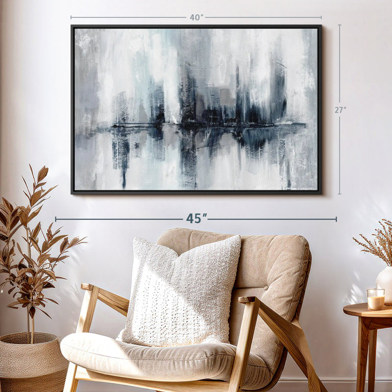 Abstract " Indigo Harbor Lights ", 27" H x 40" W