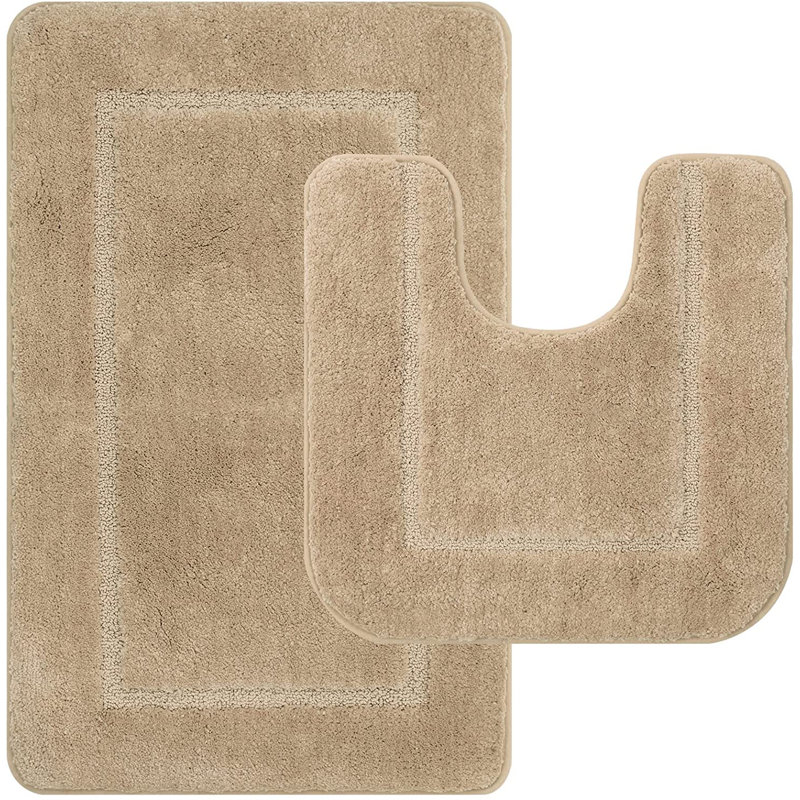 2 Piece Set Rectangle/u-shaped Bath Mat , Camel